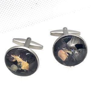 Cufflinks silver plated handcrafted glass